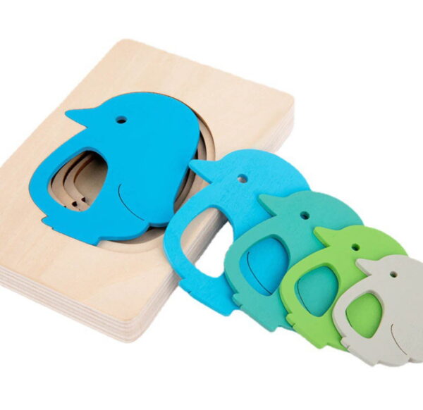 дървен пъзел слон